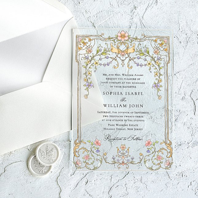Invitaciones Acrílicas Boda del marco floral de la Gracia Ornate Victoria (Subido por el creador)