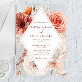 Invitaciones Acrílicas Boda del marco floral del Boho botánico