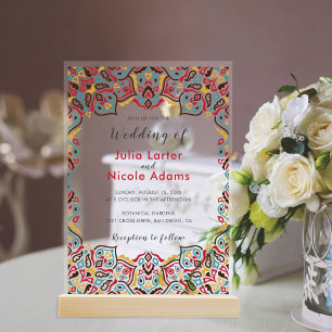 Invitaciones Acrílicas Boda del patrón de Mandala geométrica clásica