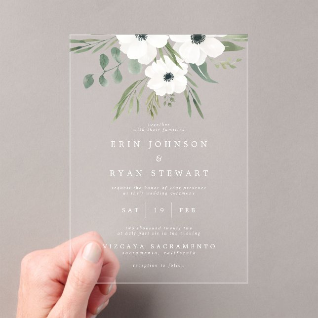 Invitaciones Acrílicas Boda Delicate Sage & Dusty Green Eucalyptus (Insitu (portátil))