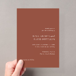 Invitaciones Acrílicas Boda editorial moderna de cobre rústico