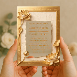 Invitaciones Acrílicas Boda egipcio de lujo del antiguo Papyrus Gold Lotu