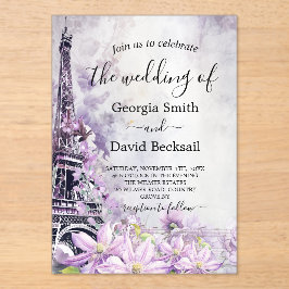 Invitaciones Acrílicas Boda Eiffel Tower Lavender Romance