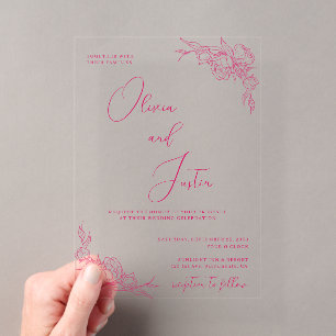 Invitaciones Acrílicas Boda Elegancia Peonía