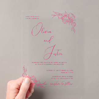 Invitaciones Acrílicas Boda Elegancia Peonía