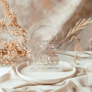 Invitaciones Acrílicas Boda Elegang Bohemian Greenery