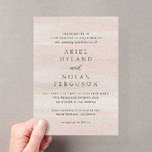 Invitaciones Acrílicas Boda elegante acuarela neutra moderna