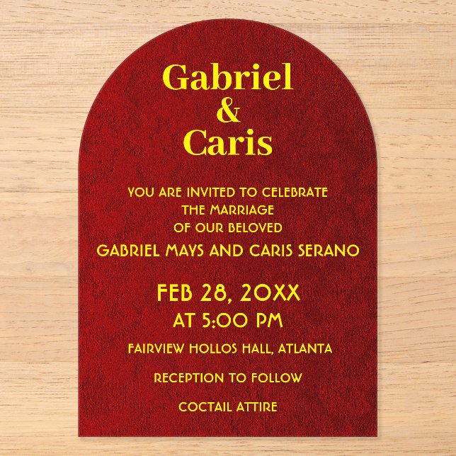 Invitaciones Acrílicas Boda elegante, atemporal y sofisticada (Anverso)