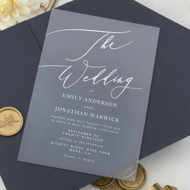 Invitaciones Acrílicas Boda elegante blanca moderna (Subido por el creador)