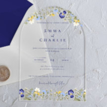 Boda elegante boho flores silvestres azul guión