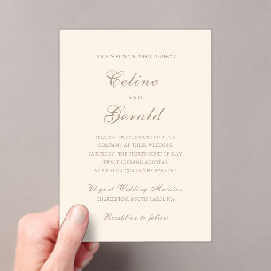 Invitaciones Acrílicas Boda elegante clásica de Sandy neutral