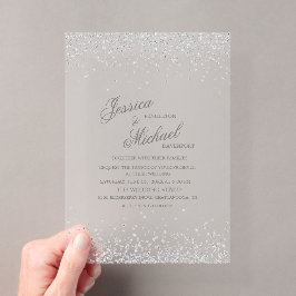 Invitaciones Acrílicas Boda Elegante con Brillo de Plata
