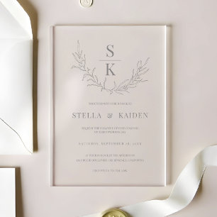 Invitaciones Acrílicas Boda elegante con dibujo de hoja de follaje modern