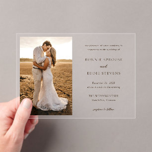 Invitaciones Acrílicas Boda elegante con foto moderna