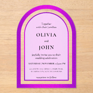 Invitaciones Acrílicas Boda elegante con gradiente púrpura