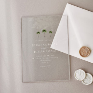 Invitaciones Acrílicas Boda elegante con palmera minimalista