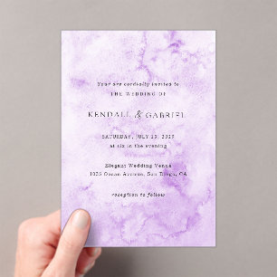 Invitaciones Acrílicas Boda elegante de acuarela púrpura moderna