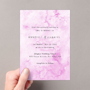 Invitaciones Acrílicas Boda elegante de acuarela rosa moderna