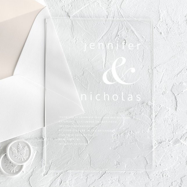 Invitaciones Acrílicas Boda elegante de Ampersand (Elegant Ampersand Wedding Acrylic Invitations)