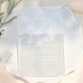 Invitaciones Acrílicas Boda elegante de caligrafía de guión simple