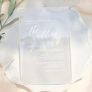 Invitaciones Acrílicas Boda elegante de caligrafía de guión simple