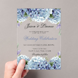 Invitaciones Acrílicas Boda Elegante de color de agua de las flores nomeo