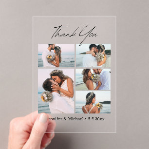 Invitaciones Acrílicas boda elegante de escritura moderna de 5 fotos