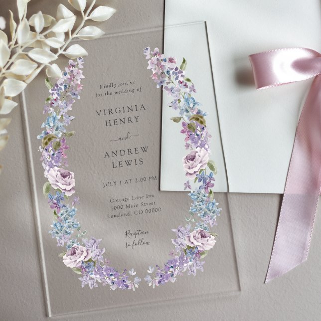 Invitaciones Acrílicas Boda elegante de lila (Elegant Lilac Acrylic Wedding Invitations by Painted Paperie
)