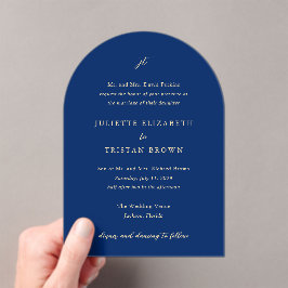 Invitaciones Acrílicas Boda elegante de navy y crema clásica