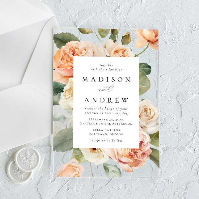 Invitaciones Acrílicas Boda elegante de rosa melocotón (Subido por el creador)