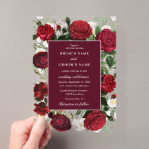 Boda elegante floral acuarela burgundy moderna