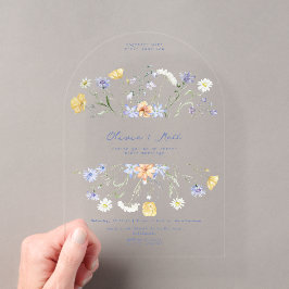 Invitaciones Acrílicas Boda elegante manuscrita de flor silvestre Boda 