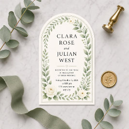Invitaciones Acrílicas Boda elegante romántica arco de marfil y salvia