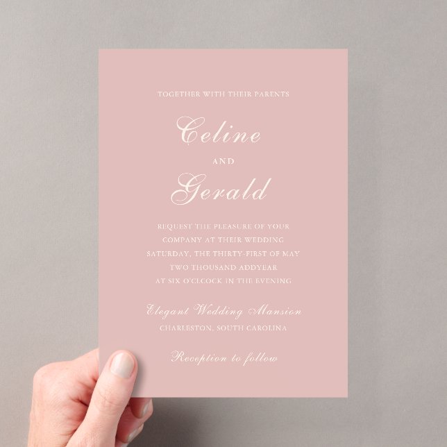 Invitaciones Acrílicas Boda elegante rosa clásica (Insitu (portátil))