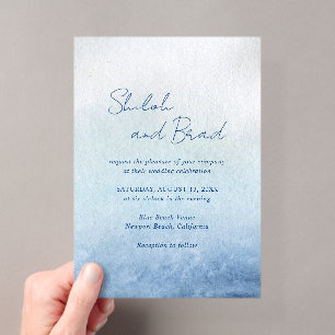 Invitaciones Acrílicas Boda elegante Shiloh Blue