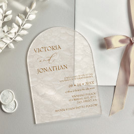 Invitaciones Acrílicas Boda elegante simple marfil beige 