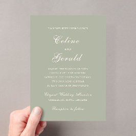 Invitaciones Acrílicas Boda Elegante Verde Amueblada Celine
