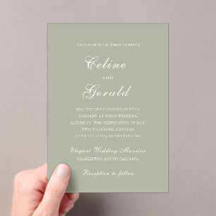 Invitaciones Acrílicas Boda Elegante Verde Amueblada Celine