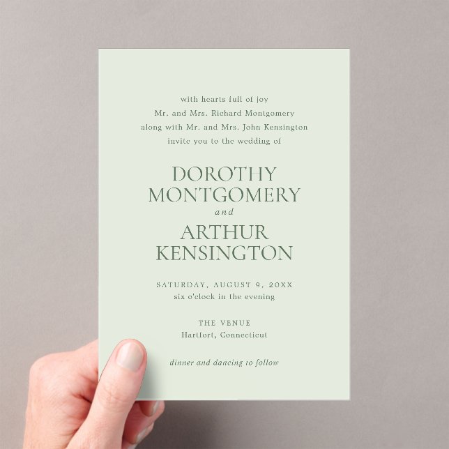 Invitaciones Acrílicas Boda Elegante Verde Masaje Moderno (Insitu (portátil))