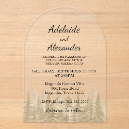 Invitaciones Acrílicas Boda en bosque de madera verde