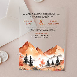 Invitaciones Acrílicas Boda en el bosque de la montaña de terracota