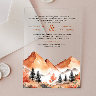 Invitaciones Acrílicas Boda en el bosque de la montaña de terracota