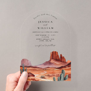 Invitaciones Acrílicas Boda en el desierto con acuarela boho