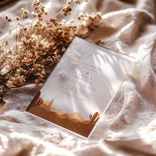 Invitaciones Acrílicas Boda en el Desierto del Atardecer Cactus