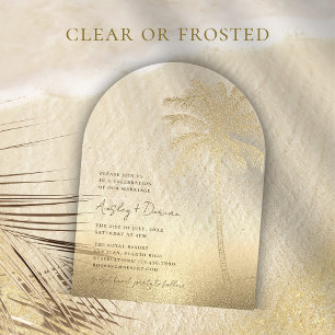 Invitaciones Acrílicas Boda en la Playa Arco de Palma Dorado Boho