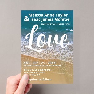 Invitaciones Acrílicas Boda en la Playa del Mar Azul