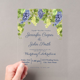 Invitaciones Acrílicas Boda en viñedo de viñas de uva de Bodega Acuarela