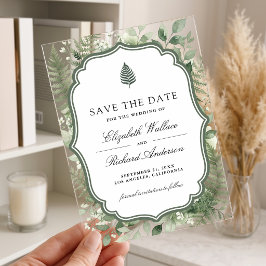 Invitaciones Acrílicas Boda Encantado Bosque Acuarela Guardar la Fecha