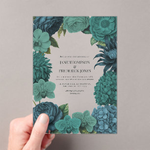 Invitaciones Acrílicas Boda Esmeralda Oceánica, Laguna Profunda y Verde P