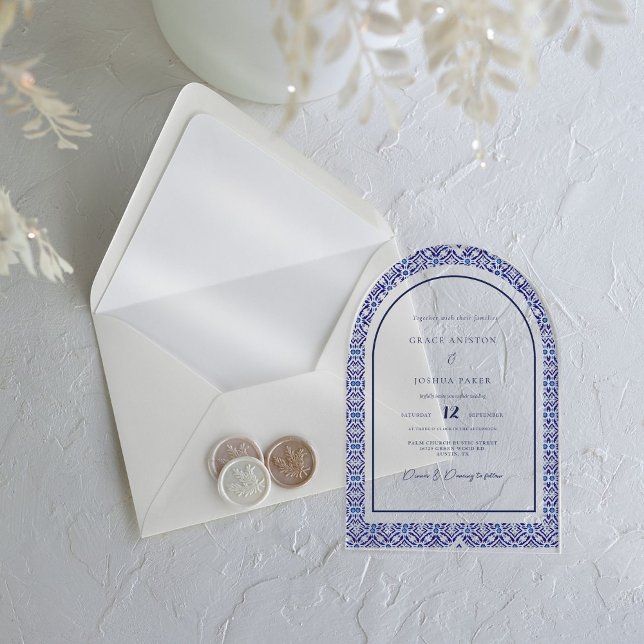 Invitaciones Acrílicas Boda español de Blue Arch Mexican Talavera (Subido por el creador)